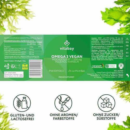 Omega-3 1100 mg vegan 600mg DHA + 300mg EPA Weichk. - 2