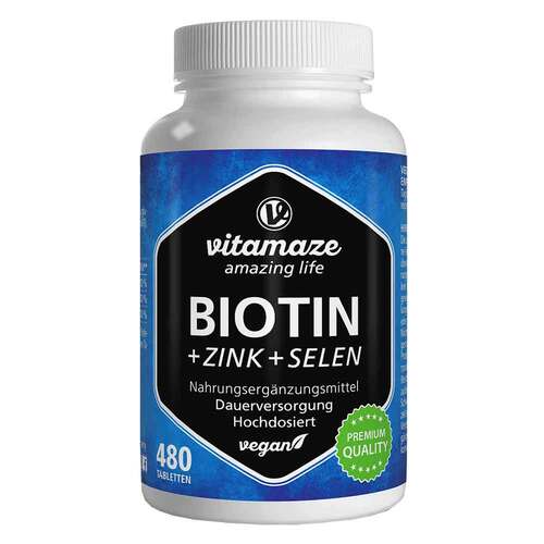 Biotin 10 mg hochdosiert + Zink + Selen Tabletten - 1