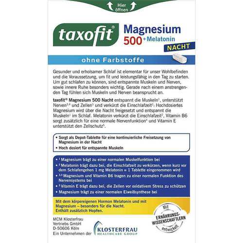 Taxofit Magnesium 500 Nacht + Melatonin Tabletten - 2