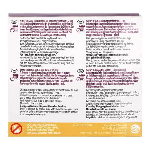 Vectra 3D L&ouml;sung z.Auftro.a.d.Haut f&uuml;r Hunde v.1,5 - 4 kg - 2