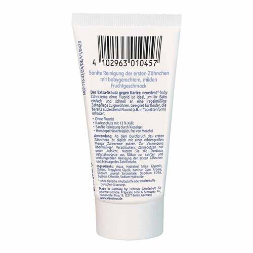 Nenedent-baby Zahncreme ohne Fluorid Einzeltube - 2