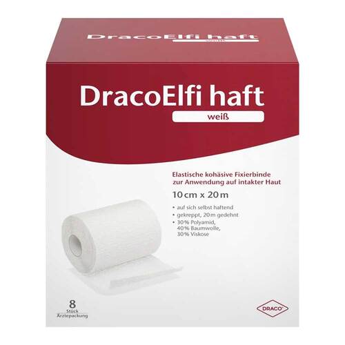 Dracoelfi haft elastisch Fixierbinde 10 cmx20 m wei&szlig; - 1