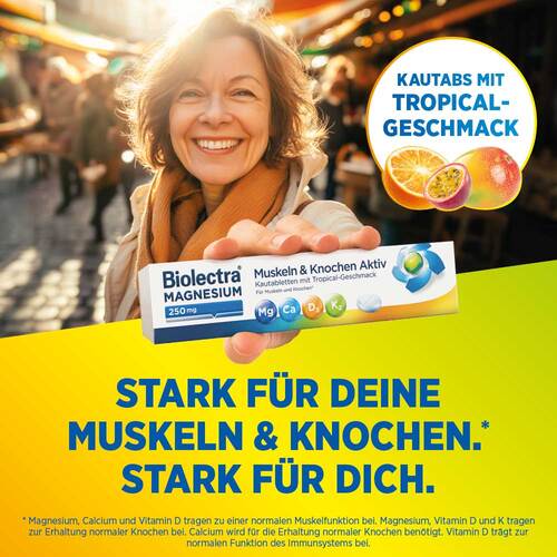 Biolectra Magnesium 250 mg Muskeln &amp; Knochen Aktiv Kautabletten - 2