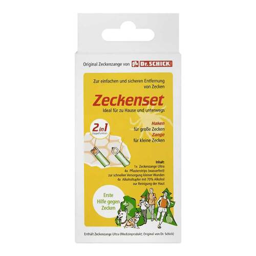 Zecken-Set Dr. Schick 9teilig Zange / Pflaster / Alk.-Tuch - 1