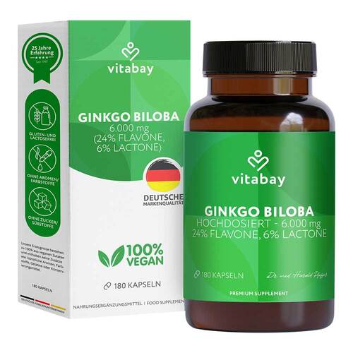 Ginkgo biloba Extrakt 6000 mg vegan Kapseln - 1
