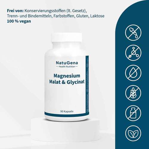 Magnesium-Malat &amp; Glycinat hochdosiert + vegan Kapseln  - 3