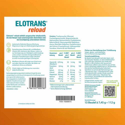 Elotrans reload Elektrolyt-Pulver Apfel Beutel  - 7