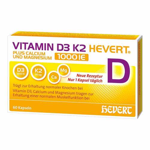 Vitamin D3 K2 Hevert + Calcium und Magnesium 1000 IE Kapseln  - 1