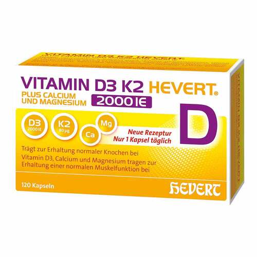 Vitamin D3 K2 Hevert + Calcium und Magnesium 2000 IE Kapseln  - 1
