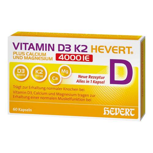 Vitamin D3 K2 Hevert + Calcium und Magnes.ium 4000 IE Kapseln  - 1