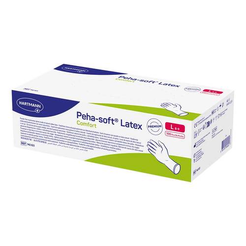 Peha-Soft Latex Comfort Untersuchungshandschuhe unsteril pf L - 1