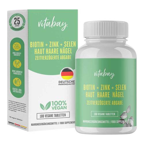 Biotin + Zink + Selen Haut + Haare + N&auml;gel vegan Tabletten - 1