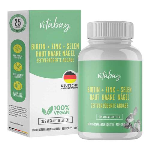 Biotin + Zink + Selen Haut + Haare + N&auml;gel vegan Tabletten - 1