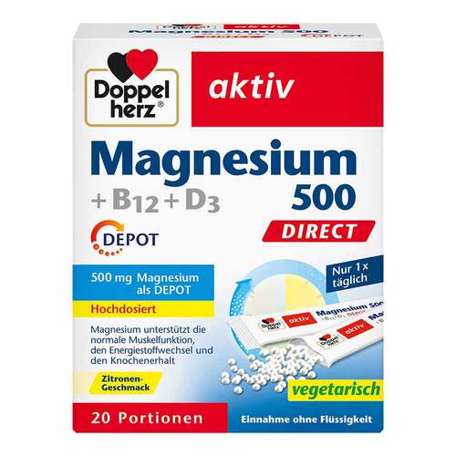 Doppelherz Magnesium 500 + B12 + D3 Depot Direct Pellets - 1