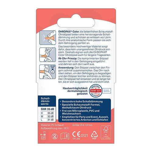 Ohropax color Schaumstoff In-Ohr St&ouml;psel - 2