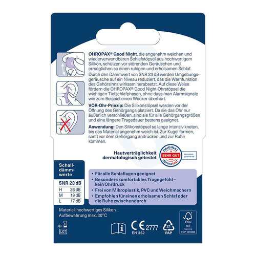 Ohropax Good Night Silikon Vor-Ohr St&ouml;psel - 2