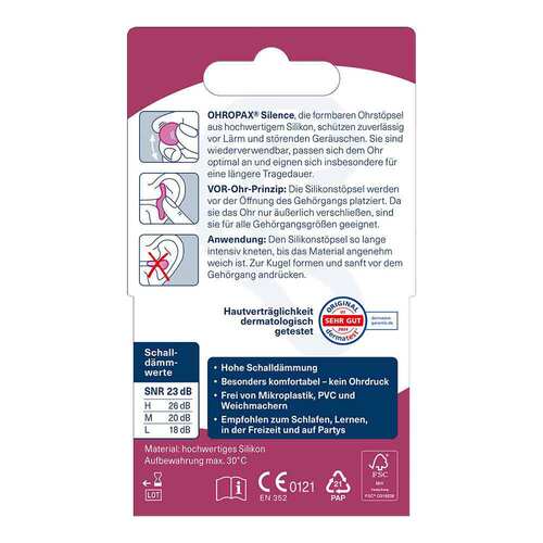 Ohropax Silence Silikon Vor-Ohr St&ouml;psel - 2