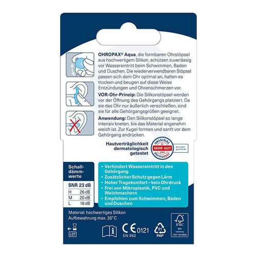 Ohropax Aqua Silikon Vor-Ohr St&ouml;psel - 2