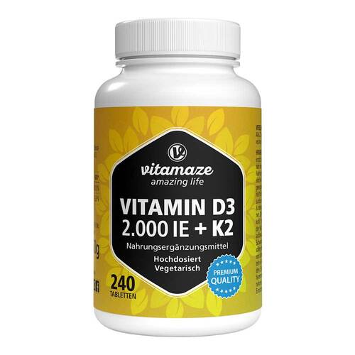 Vitamin D3 K2 2000 I.E. / 100 µg hochdosiert Tabletten  - 1