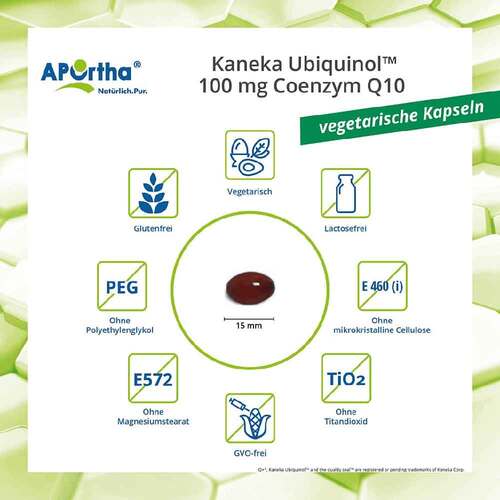 Aportha Kaneka Ubiquinol 100mg Coenzym Q10 vegetarische Kapseln - 3