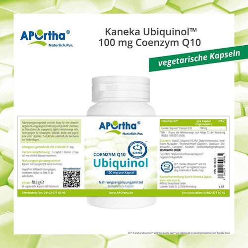 Aportha Kaneka Ubiquinol 100mg Coenzym Q10 vegetarische Kapseln - 4