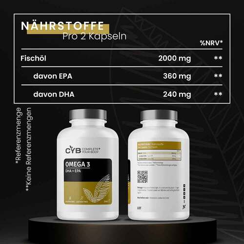Cyb Omega-3 240 mg DHA + 360 mg EPA Kapseln - 2