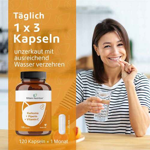 Kurkuma 95% Curcumin + Piperin + Vitamin C vegan Kapseln  - 2