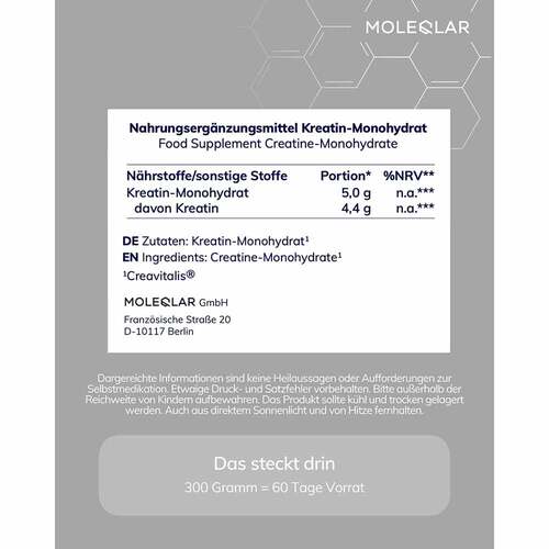 Moleqlar Kreatin Creatine Monohydrate Pulver - 4