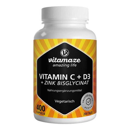 Vitamin C + D3 + Zink Bisglycinat vegetarisch Kapseln - 1