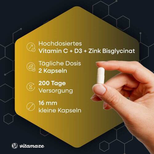 Vitamin C + D3 + Zink Bisglycinat vegetarisch Kapseln - 2