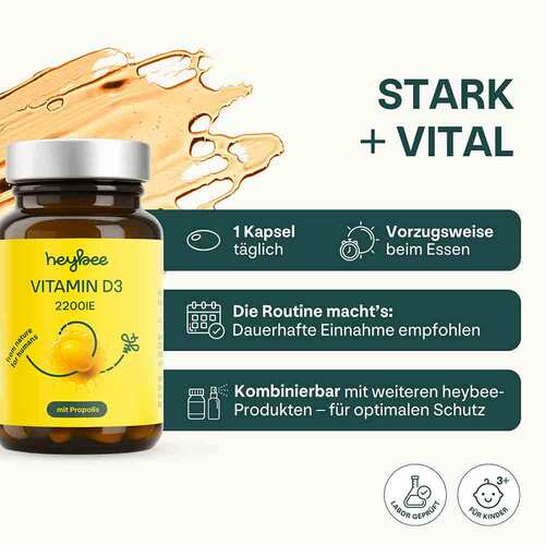 Heybee Vitamin D3 2200 I.E. + Propolis Kapseln - 3