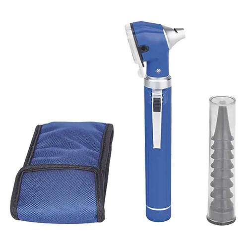 Otoskop mit Fiberoptik + 10 Einwegtrichter blau - 1